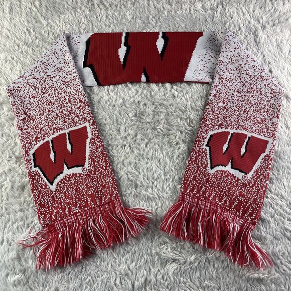 Wisconsin Badgers Scarf Adult One Size Red White Bucky UW Madison - Picture 1 of 9